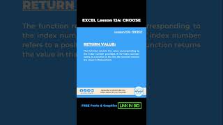 EXCEL Lesson 124 CHOOSE [upl. by Nnor]