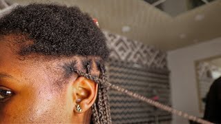 Wow😮 I tried getting knotless box braids on my short 4c natural hair  Protective style  HAIR VLOG [upl. by Citron]