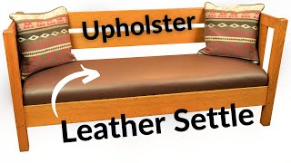 Upholster an Antique Settle  Settee L amp JG Stickley 232 Couch Upholstery reupholster Mission Sofa [upl. by Nahtnoj]