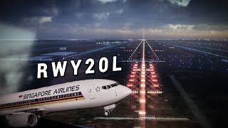 Landing at Singapore SINWSSS  RNP RWY20L ✈ Boeing B737 Max 8  Cockpit View [upl. by Annia]