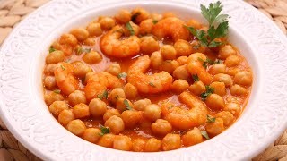 Garbanzos con Langostinos  Potaje muy Fácil y Delicioso [upl. by Ezara]