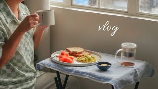 Alone Time Vlog  Relaxing And Slow Morning Making Delicious Breakfast 🍳 Sewing Curtain  Cozy Vlog [upl. by Idisahc]