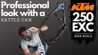 Spraying a Motorcycle Frame with 2K Rattle Cans for Beginners  KTM 250 EXC Bike Build Ep4 [upl. by Howes184]