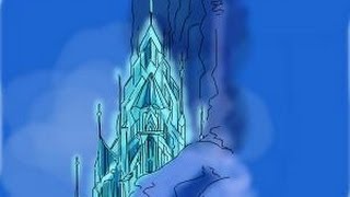 How to draw Elsas Ice Palace Ice Castle [upl. by Sillyhp]