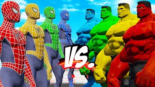 TEAM HULK COLOR VS TEAM SPIDERMAN  EPIC SUPERHEROES WAR [upl. by Aerol]