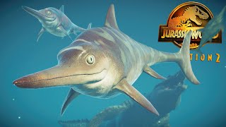 ICHTHYOSAURUS FULL SHOWCASE  All Skins Animations Feeding amp Fights  Jurassic World Evolution 2 [upl. by Ruffo]