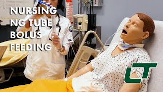 Nursing NG Tube Bolus Feeding Demonstration [upl. by Mallissa319]