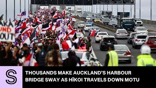 Thousands make Auckland’s Harbour Bridge sway as hīkoi travels down motu  Stuffconz [upl. by Bautista]