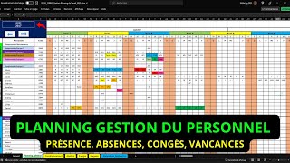 Planning de travail Excel  Planning de congés Excel  Planning des Absences Excel  Planning Excel [upl. by Katti]