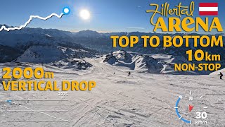 Skiing Top to Bottom in Zillertal Arena Austria  Zell am Ziller Valley Run  4K with GoPro Hero 11 [upl. by Nolyad]