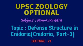 UPSC ZOOLOGY OPTIONAL  NonChordata L 21  Defense Structure in CnidariaPart3  IFS  Dr RK [upl. by Sparky]