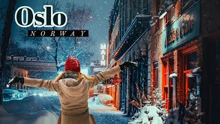 Oslo Norway 🇳🇴 Snow Walk  4K60fps HDR  Walking Tour [upl. by Kale834]