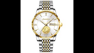 JSDUN 8846 Mens Luxury Automatic Gold Pixiu Design Luminous Wristwatch [upl. by Lleynod774]