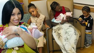 Cardi B Gives BIRTH Rapper Shares Look at Baby No 3 With Kulture and Wave [upl. by Lienet]