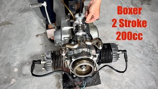 mechanical tip how I built a 200cc boxer 2stroke engine [upl. by Anirbaz641]