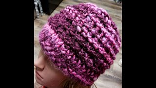 Chain Ridge Beanie Hat Loom Knit [upl. by Anovad402]