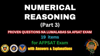 FREE AFPSAT Reviewer Proven Questions NUMERICAL REASONING with Answers amp Explanations [upl. by Hniv]