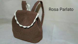 rosaparlato borsauncinetto Zainetto Uncinetto Tutorialmochila de ganchilloRucksack häkeln [upl. by Doralin]