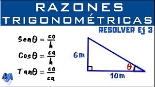 Solucionar un triángulo rectángulo  Razones trigonométricas  Ejemplo 3 [upl. by Kaylee]