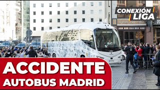 ACCIDENTE del AUTOBÚS del REAL MADRID en LEIPZIG ALEMANIA [upl. by Kcirrek]