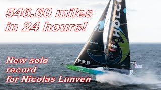 Nicolas Lunven breaks record for longest solo distance sailed in 24 hours during the Vendée Globe [upl. by Lesoj]