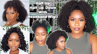 How To Do My Infamous Half Up Half Down Style Using A Half WigHeadband Wig On Short 4C Hair [upl. by Eniluj]