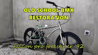 OLD SCHOOL BMX RESTORATION  FALCON PRO FREESTYLER 1992 [upl. by Arit353]