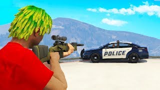 Sniping Out Cops Tires They Crashed GTA RP [upl. by Reichel]