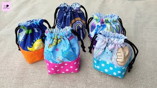 Lined Drawstring Pouch  Cute Drawstring Pouch Tutorial [upl. by Ursuline532]