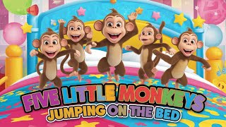 quotFive Little Monkeys Jumping on the Bed  Animated Kids Songquot [upl. by Porter]