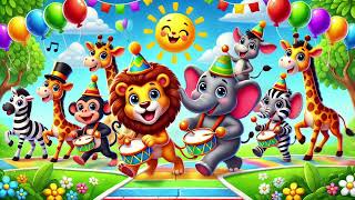 The Animal Parade Song  Fun Kids Nursery Rhyme  Sing and Dance with Animal Sounds 🐘🐒🦁 [upl. by Schinica]