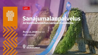 Jumalanpalvelus ja kunnianosoitus sankarihaudoilla 612 klo 1000  Ristinkirkko [upl. by Nrubua576]