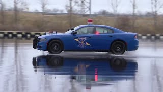 Michigan State Police display importance of safely driving on black ice [upl. by Jaymee]