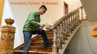 Project Of Making Wooden Stairs At Home  Constructing Beautiful Curved Wooden Staircase Handrails [upl. by Riada510]