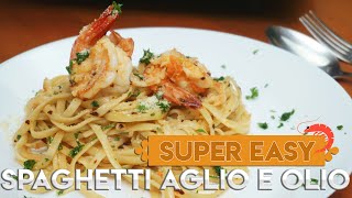 Easiest Aglio e Olio Pasta with Shrimp  5 ingredients Pasta Recipe [upl. by Enyaz]