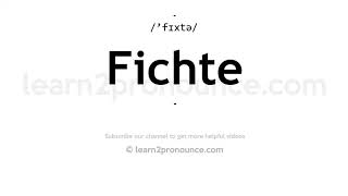 How to pronounce Fichte  English pronunciation [upl. by Namia]