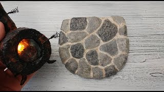 Tree House Part 29 Miniature Stone Hearth amp Wood Box [upl. by Ecirad]