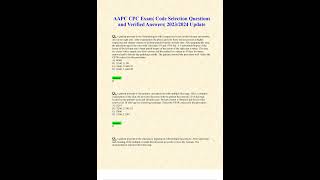 AAPC CPC EXAM CODE SELECTION QUESTIONS AND VERIFIED ANSWERS 2023 2024 UPDATE [upl. by Rahcir610]