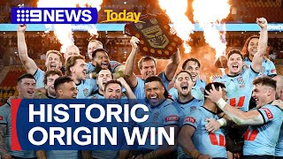 NSW Blues celebrate their 2024 State of Origin victory  9 News Australia [upl. by Mis]