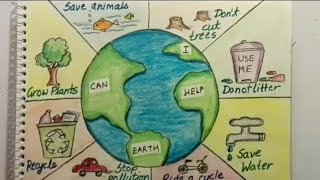 Save Earth Poster tutorial  Save earth save environment drawing [upl. by Countess507]