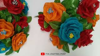 Rose flower making with organdy cloth How to make organdy flower  roseflower organdyflower rose [upl. by Hawkins]