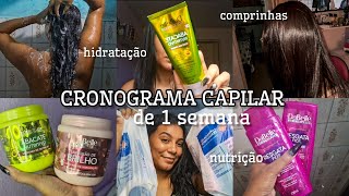 1° SEMANA DE CRONOGRAMA CAPILAR  hidratação nutrição e reconstrução comprinhas [upl. by Georas]