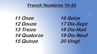 French numbers 120  numbers in french 1 to 20 [upl. by Nairda]