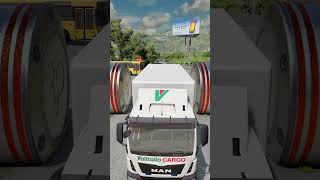 Mixed Colour City Buses amp Cargo Truck vs Giant Bollards crash beamngdrive shorts bus [upl. by Leuamme]