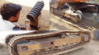 Excavator Track Adjuster Spring Repair And Track Chain Installation  Fire Metal [upl. by Asteria]