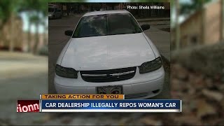 Car dealership illegally repos womans car [upl. by Pomfrey]