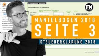 Mantelbogen 2018 Seite 3  Steuererklärung Elster Anleitung 2018  Steuererklärung 2018 Mantelbogen [upl. by Meadows]