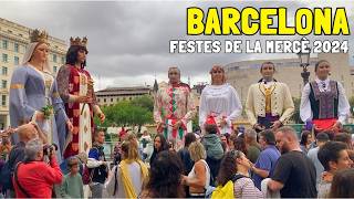 FESTES DE LA MERCÈ Barcelona 2024  Plantada i Cercavila de la Trobada Internacional de Gegants [upl. by Ariamat267]