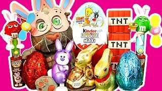 Kinder Surprise Maxi Egg Easter Bunny Eggsplosion Toy Madness PlayDoh TNT Unboxing [upl. by Arracot]