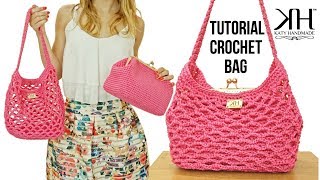 TUTORIAL BORSA A RETE UNCINETTO quotKLOEquot  CROCHET FACILISSIMA ● Katy Handmade [upl. by Aehcsrop360]